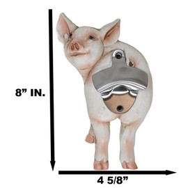 Ebros Gift Rustic Western Farm Babe Porcine Swine Pig Rear Butt Backside Ass Wall Soda Beer Glass Bottle Cap Cast Metal Opener Cabin Lodge Country Cottage Accent