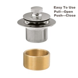 Artiwell Push & Lock Tub Trim Set with Single-Hole Overflow Faceplate, Bathtub Conversion Kit Assembly with Conversion Bar, Universal Fine/Coarse Thread, No Putty Installation (BRUSHED NICKEL)