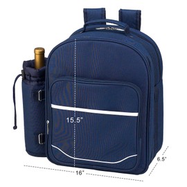Picnic at Ascot Original Equipped 2 Person Picnic Backpack with Cooler & Insulated Wine Holder- Designed & Assembled in the USA