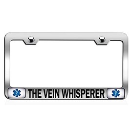 Custom Brother - The Vein Whisperer Paramedic Doctor Nurse Chrome Steel Auto SUV License Plate Frame License Tag Holder, K46