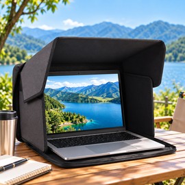 Portable Laptop Sun Shade for Outdoor Work – Foldable Oxford Cloth Shield Cover for 14–16 Inch Laptops