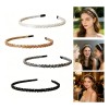 4pcs Doble Hilera De Diademas De Cristal De Moda Para