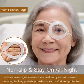 AMZVIO Ventilated Plastic Eye Patch 2 Pack 9 Hole Clear Eye Shield Hard Breathable Eye Covers for Sleeping,Eye Protection for Cataract Surgery,with Strap&Silicone Edge