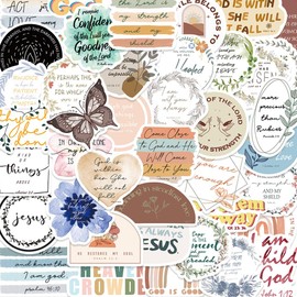 50PCS Bible Verse Stickers, Christian Stickers for Kids, Inspirational Jesus Sticker, Waterproof, Fade-Resistant, High Adhesion, Christian Easter Gifts, for Bible Journaling, Water Bottles, Laptop