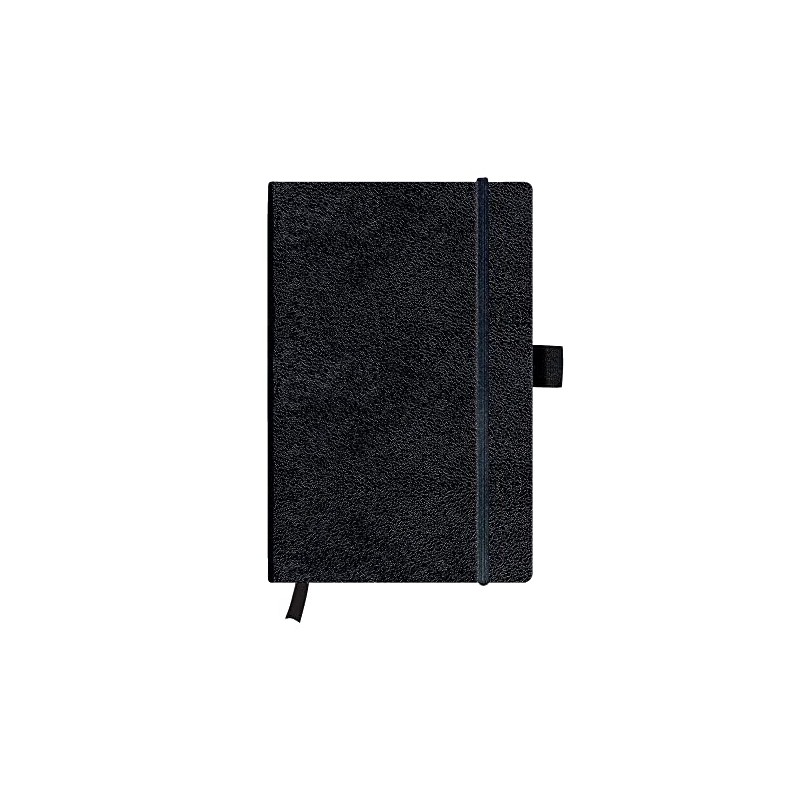 Herlitz 10789428 Geschäftsbuch, Lederoptik, schwarz, kariert, A5, 96 Blatt,Inhaltspapier 80g/m²