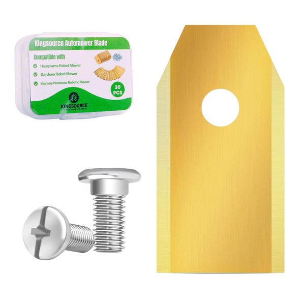 Kingsource 30-Pack Titanium-Coated Robot Mower Blades for Husqvarna Automower, Gardena,