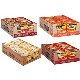 Maruchan Ramen Instant Soup Noodles Mix Variety 4 Flavor Packs 96 Count - 24 Roast Chicken, 24 Chicken, 24 Beef, 24 Roast Beef Pack Lunch/Dinner Variety