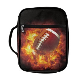 Coldinair Fire Rugby Print Bible Case Cover for Boys,Fashion Bible Carrying Case,Multi-Functional Bible Bag Protector with Zippered Pockets and Durable Handle