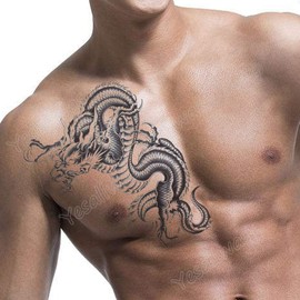Yesallwas Tattoo Stickers, Dragon, Body Stickers, Men's, Waterproof, Long-lasting, A: Set of 8 (5.9 x 8.3 inches (15 x 21 cm))