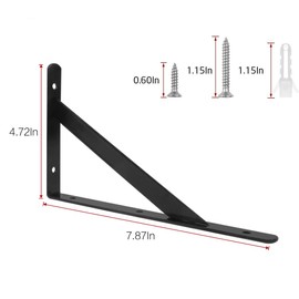 Eau 6 Pack Heavy Duty Shelf Brackets, 8 x 5 Inch Floating Shelves Tripod Triangle Shelf Brackets 90 Degree Angle Wall Mounted Shelf Supporter