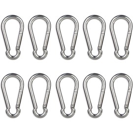 M5 1.97 inch Stainless Steel Carabiner Clips, Spring-Snap Hooks, for Keychains Camping Fishing Hiking Traveling, Set of 10