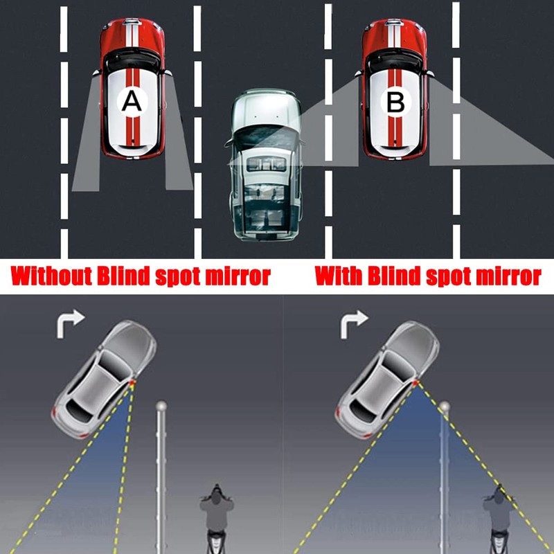 Ampper Rectangular Blind Spot Mirror, HD Glass Frameless Stick on