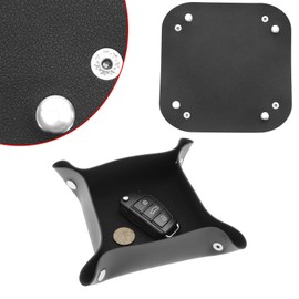 Portable Leather Tray Foldable Men Women Leather Key Tray Catch Tray Coin Tray for Keys Jewelry Phone Black