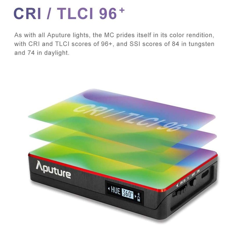 Aputure AL-MC RGB On-Camera Video Light, TLCI/CRI 95+, 3200-5600K Adjustable,