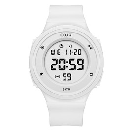 COJR Men's Digital Running Watch, Waterproof, 50 Meters, Multi-functional, Sports Watch, Date, Week, Alarm, Stopwatch, LED Display, Simple, Outdoor, Fashionable, Unisex, Japanese and English