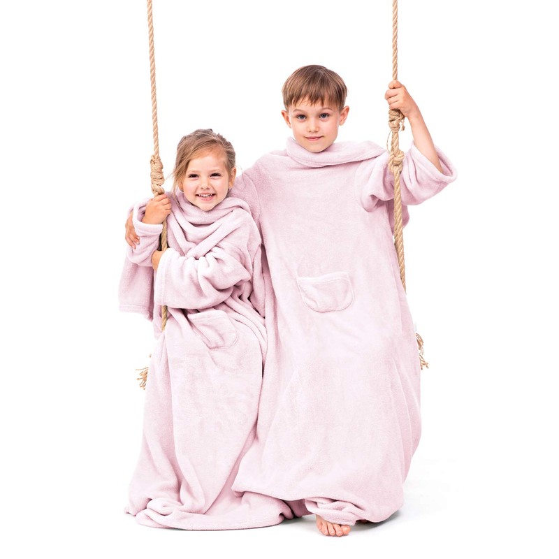 DecoKing Lazy TV Blanket, Microfibre Fleece Blanket with Sleeves, Pockets
