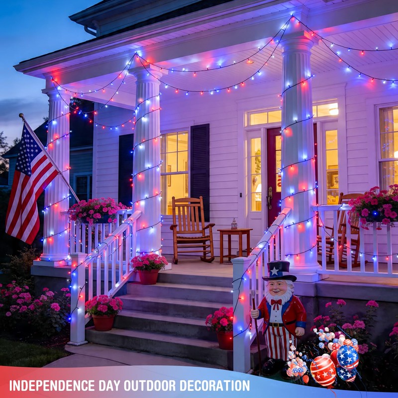4 Pack Red White and Blue Lights, 50 LEDs 16.5ft