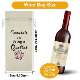 Quitter Gifts for Coworkers Wine Bag Funny Retired Gifts for Women Men Retirement Gifts for Colleagues Wine Bottle Decoration Bag Wine Accessories Gifts for Wine Lovers Anniversary Birthday Gifts