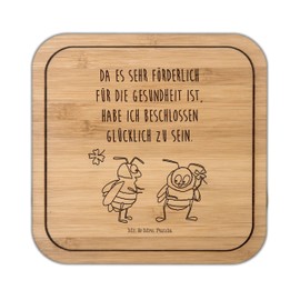 Mr. & Mrs. Panda Coaster Square Bumblebee Clover Leaf Gift Funny Sayings Animals Good Mood Bee Decoration Saying Positive