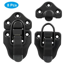 BokWin 8 Pcs Retro Style Duckbilled Toggle Hasp Latch Retro Style Iron Toggle with Screws for Jewelry Box Cabinet Small Wooden Case Ordinary Box Crafts(Black)