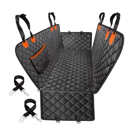 2 in 1 Dog Car Seat Cover for Back Seat, 100% Waterproof, Holds 500 Lbs, 600D Heavy Duty Scratch Proof, Hard Bottom Back Seat Extender for Dogs, Dog Hammock for Cars, SUV and Trucks (Black)