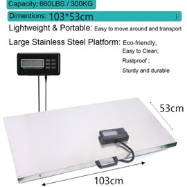 LIYUANJUN Digital Livestock Vet Scale, 660lb Digital Pet Scale for Dog Sheep Pig Goat, Heavy-Duty Platform Scale, Animal Scale Platform for Large Pets Postal Shipping Warehouse, KG/OZ/LB Units Switch