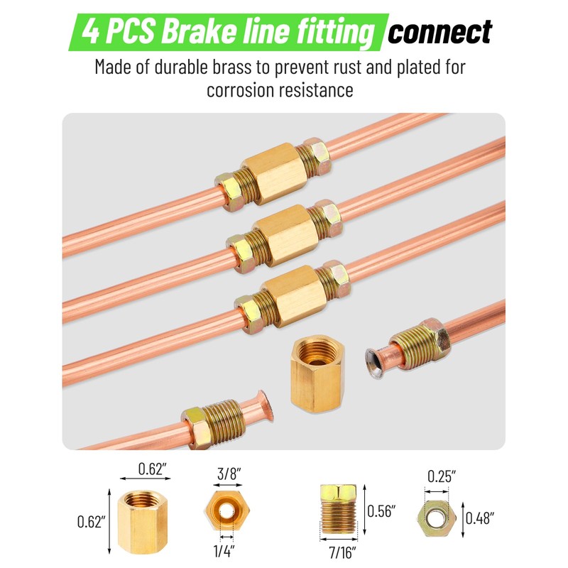 Racewill 25 ft 1/4" Copper Coated Brake Line Kit (Includes
