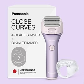 Panasonic Afeitadora eléctrica para mujeres, afeitadora inalámbrica de 4 cuchillas, accesorio para bikini, recortadora desplegable, operación húmeda y
