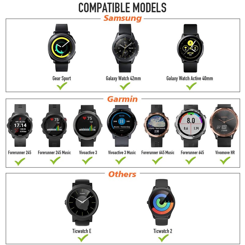 ANCOOL for Garmin Forerunner 245/645/55 Watch Band, 20mm Silicone Sport