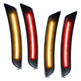 Partsam - Luces de marcador lateral LED para lente ahumada, reflectores laterales delanteros y traseros, compatibles con Camaro 2016-2021, paquete de 4 (2 x ámbar, 2 x rojo)