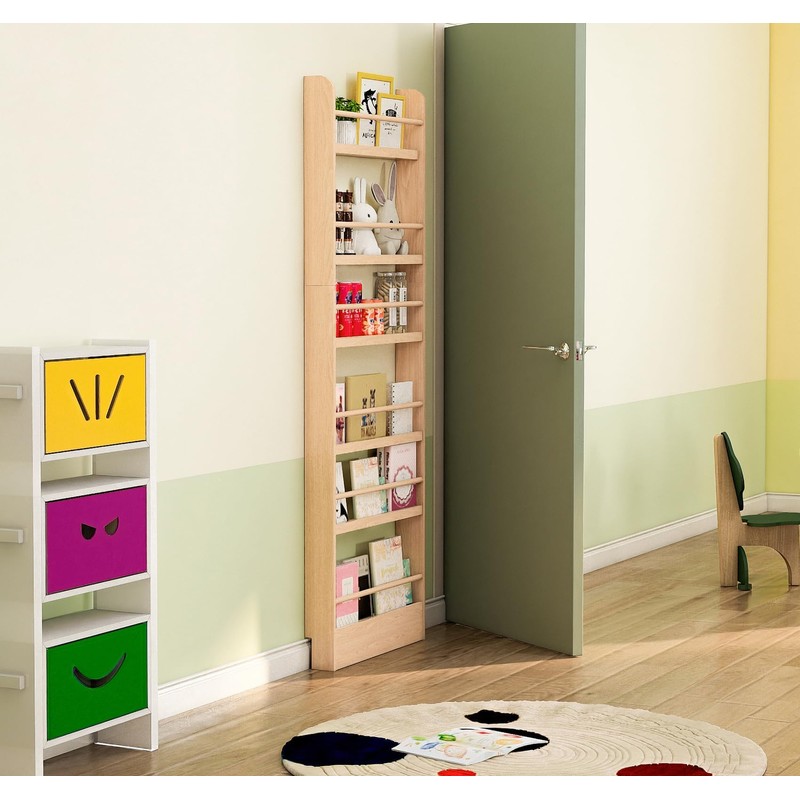 DINFOX 6 Tier Behind The Door Bookshelf, Kids Bookcase Rack