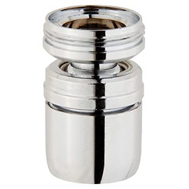 AquaSu® 19700 7 Ball Joint with Economy Flow Regulator, Connection to a Fitting, Flow Limiter, Reduced Flow Rate by up to 50%, M24 x Type 1 Female Thread, Plastic, Brass, Chrome,