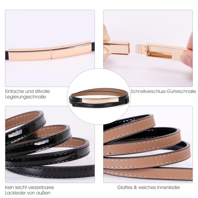 WERFORU Pack of 2 Women's Thin Leather Belts Adjustable Fashion