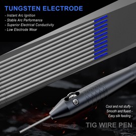 WelderElite TIG Wire Feeder Pen with 1/16'' × 7'' Blue Lanthanated Tungsten Electrodes (10 Pack) | 2% Lanthanum for AC/DC TIG Welding | Ideal for Stainless Steel, Aluminum, Copper & Magnesium