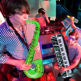 GXFCING Inflatable Rock Star Instruments Set, 23 PCS Inflatable Blow up Guitar Microphone Fun Musical Inflatable Props for Birthday Carnival Rock and Roll Pool Party 80s 90s Party Decorations