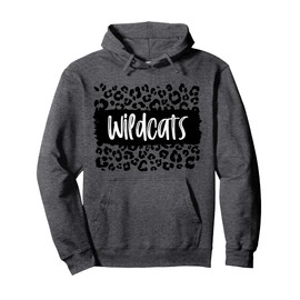 Wildcats Team Mascot School Spirit Game Night Leopard Print Pullover Hoodie