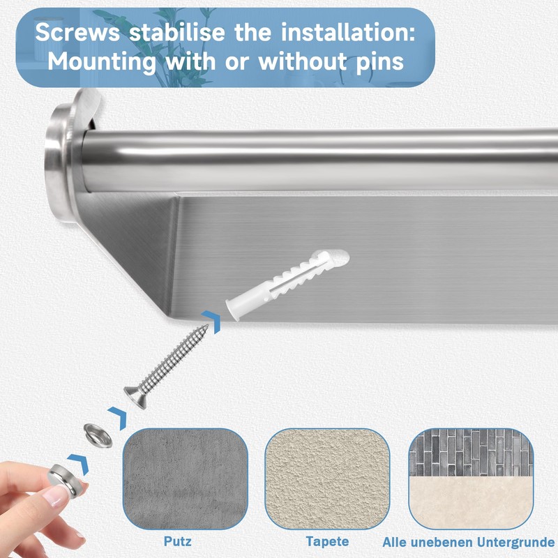 Kitchen Roll Holder Wall Mounted, 28 cm Stainless Steel Kitchen