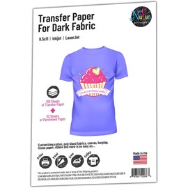 NuFun Activities Inkjet Printable Iron-On Heat Transfer Paper for T Shirts and Dark Fabrics, Shirt Printing and DIY Projects - 8.5x11” - 100 Sheets