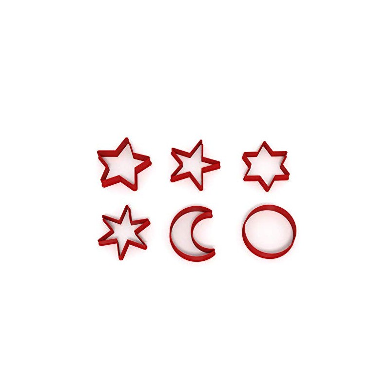 3CM Moon and Stars Set of 6 Cookie Fondant Clay