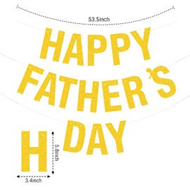 Happy Father's Day Gold Banner Bunting Banner for Dad Father's Party Decorations Backdrop Garland for Father's Day (Gold Letter)