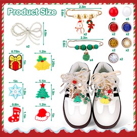 Mity rain 34PCS Shoe Charms for Sneakers - Shoe Lace Charms Contain Bows/Clips/Pins/Jewelry, Christmas Shoe Decoration Charms and Shoe Jewelry for Sneakers