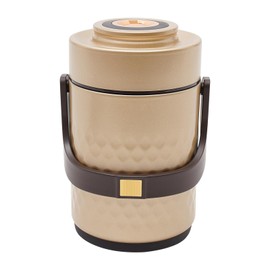 CeRaBuRET 3-Tier Sealed Stackable Food Box for Daily Office Meals, Insulated Lunch Soup Box with Stackable Design, 2L Portable Lunch Box for Exercising, Camping (Gold, Black)