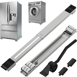 Appliance Rollers With 360° Swivel Wheels, Heavy Duty Extendable Mover Tools with 28 Roller & Brake Equipment For Moving Washing Machines, Dryers, Refrigerators Base Stand Hold Up to 1100 Lbs