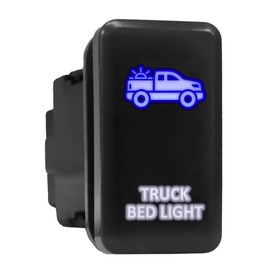 Truck Bed Light Symbol Backlit Switch Older Model Push Button Compatible with Toyota (Blue/White/Surface Size 1.54 x 0.83 inches)