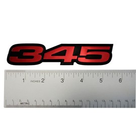 2X (Pair/Set) VMS Racing 345 RED on Black Highly Polished Aluminum Emblems