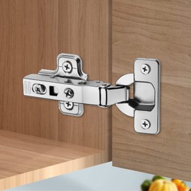 Chibery 4 PCS Full Overlay Soft Close Hinges, Clip ON Plate for Easy Installation, 105 Degree, Silent Hydraulic, Frameless European Concealed Hinges for Kitchen Cabinet Door, Wardrobes, and Bookcases
