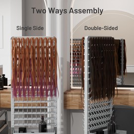 Yumkfoi 2-sided 280 Pegs Braiding Rack, Adjustable Hair Racks with Tray and 17 Braiding Tools, Braid Rack for Braiders, Hair Separator with Wheels (Grey)