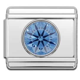 Fablinks Birthstone Italian Charms, Austrian Glass Crystal Birth Stone Charm, 9mm Stainless Steel Links Bracelets Jewelry for Women (September)