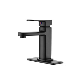Derengge Single Handle Bathroom Sink Faucet,1 Hole or 3 Hole Lavatory Vanity Bathroom Faucet with Deck Plate,Pop up Drain and Water Supply Lines,Matte Black,GFL-0048-MT