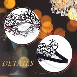 Flayem Black Venetian Masquerade Mask Women's Red Drilling Rig Metal Party Costumes Mardi Gras Fantastic Attachment